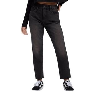 NWT GOOD AMERICAN Girlfriend Jeans, High Rise, Straight, Black Wash, Size 13/31